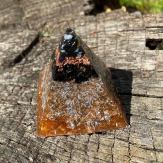Snowflake Obsidian & Black Tourmaline Orgone Pyramid- Small