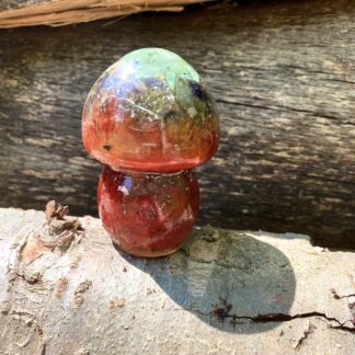 Med Orgone Mushroom Green Aventurine, Chrysoprase & Amethyst (Hemispherical Top)