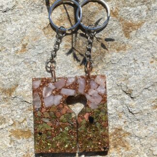 Orgone BFF Keychain w/ Morganite, Unakite & Peridot (Set of 2)